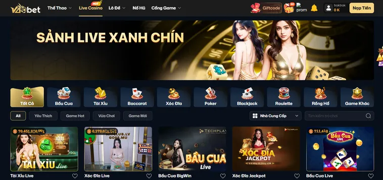 Khám Phá Sức Hấp Dẫn Của Xanh Chín Live Tại VaoBet Với Tỷ Lệ Thắng Lớn