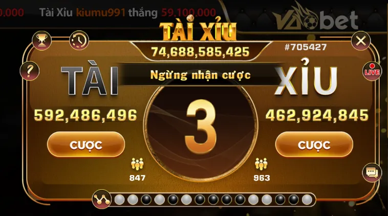 Chinh Phục Đỉnh Cao Tài Xỉu Live Tại VaoBet Với Tỷ Lệ Thắng Lớn